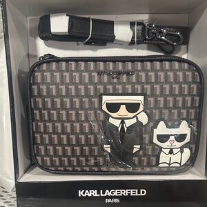 Karl Lagerfeld Brown and Black Cartoon Crossbody Bag